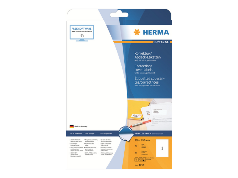 HERMA Special - Weiß - A4 (210 x 297 mm) 25 Etikett(en) permanent selbstklebende
