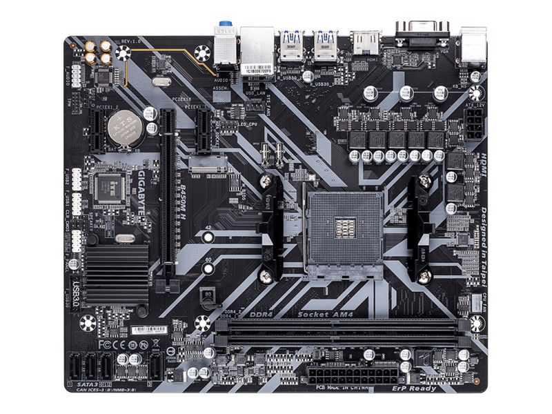 Gigabyte B450M H - 1.0 - Motherboard - micro ATX - Socket AM4 - AMD B450 Chipsatz - USB 3.1 Gen 1 - Gigabit LAN - Onboard-Grafik (CPU erforderlich)
