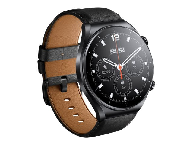 Xiaomi Watch S1 - 46 mm - schwarz - intelligente Uhr mit Riemen - Leder - schwarz - Anzeige 3.63 cm (1.43")