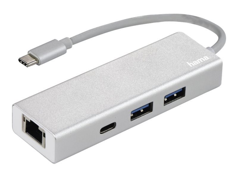 Hama "Aluminium" - Hub - 2 x USB 3.1 Gen 1 + 1 x USB-C + 1 x 10/100/1000