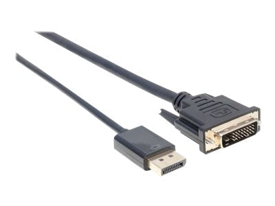 Manhattan DisplayPort 1.2a to DVI-D 24+1 Cable, 1080p@60Hz, 3m, Male to Male, Passive, Equivalent to Startech DP2DVIMM10, Compatible with DVD-D, Black, Three Year Warranty, Polybag - Adapterkabel - DisplayPort (M)