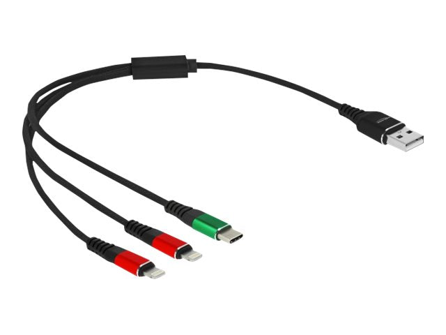 Delock 3 in 1 - Kabel nur zum Laden - USB männlich zu USB-C, 2 x Apple-Beleuchtung männlich