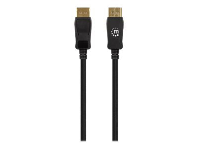 Manhattan DisplayPort 1.4 Cable, 8K@60hz, 1m, Braided Cable, Male to Male, With Latches, Fully Shielded, Black, Lifetime Warranty, Polybag - DisplayPort-Kabel - DisplayPort (M)