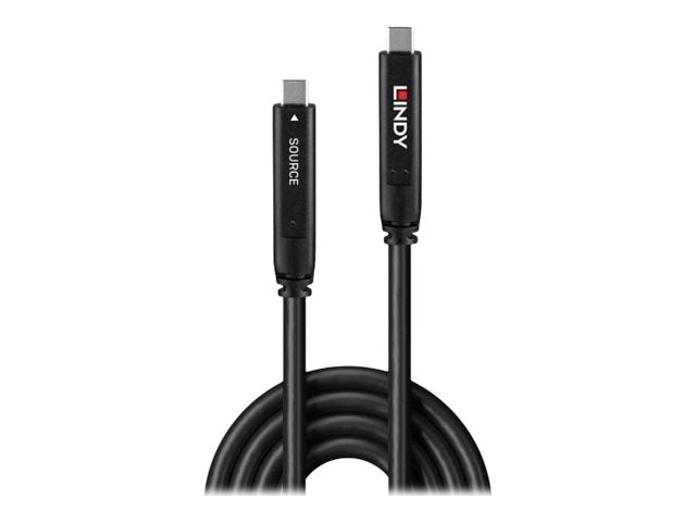 Lindy USB-Kabel - USB-C (M) zu USB-C (M) - USB 3.2 Gen 2 / DisplayPort 1.4 /Thunderbolt 3 - 20 V - 3 A - 10 m - rund, USB Power Delivery (60W)