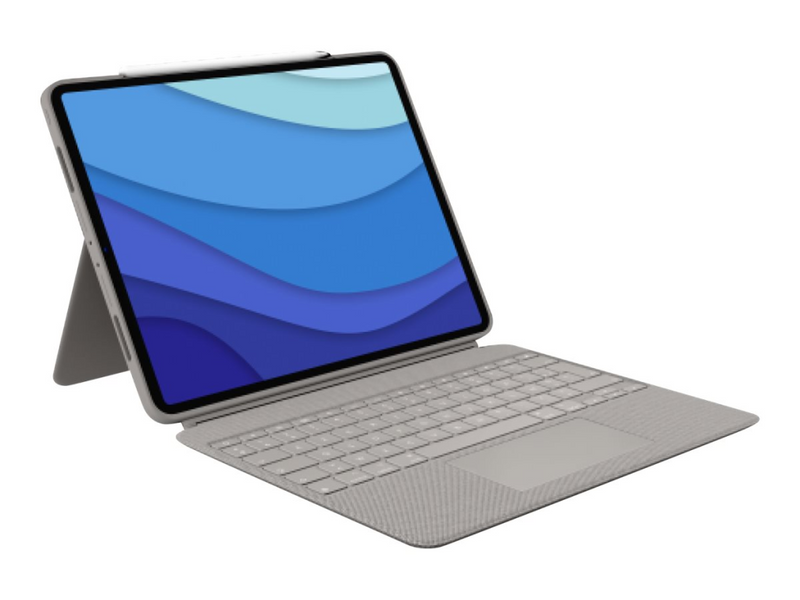 Logitech Combo Touch - Tastatur und Foliohülle - mit Trackpad - hintergrundbeleuchtet - Apple Smart connector - AZERTY - Französisch - Sand - für Apple 12.9-inch iPad Pro (5. Generation)