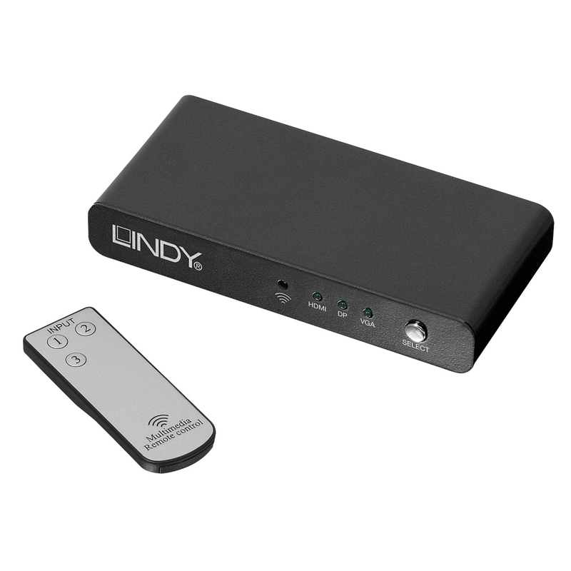 Lindy 3 Port Multi AV auf HDMI Präsentations Switch