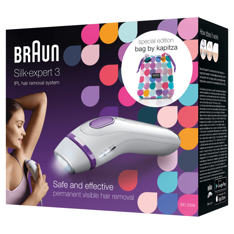 Braun Silk-expert 3 IPL BD 3006 - Weiß - Violett - Lichtimpulstechnologie (IPL) - Bikini - Gebruik niet op de hoofdhuid - wenkbrauwen of andere plekken bij of om de ogen. Gebruik op deze... - AC - 100 - 240V