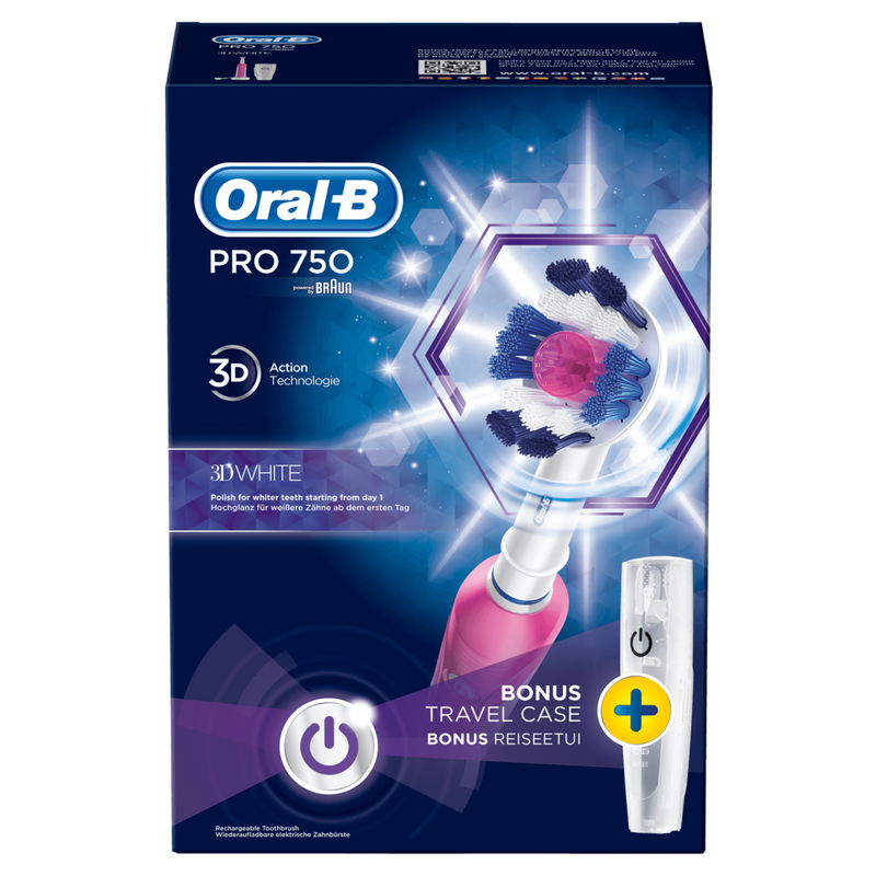 Oral-B PRO 750 CrossAction - Erwachsener - Rotierende-vibrierende Zahnbürste - 8800 Bewegungen pro Minute - 8800 Bewegungen pro Minute - Tägliche Pflege - 20000 Bewegungen pro Minute