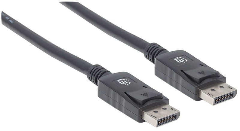 Manhattan DisplayPort 1.2 Cable, 4K@60hz, 3m, Male to Male, Equivalent to Startech DISPL3M, With Latches, Fully Shielded, Black, Lifetime Warranty, Polybag - DisplayPort-Kabel - DisplayPort (M)