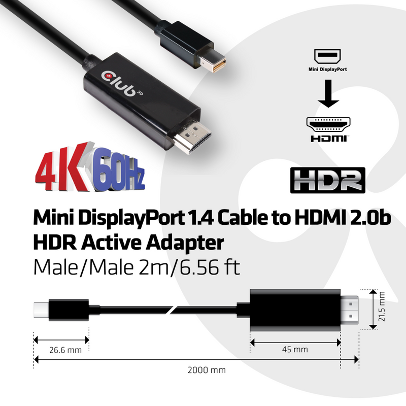 Club 3D CAC-1182 - Adapterkabel - Mini DisplayPort männlich zu HDMI männlich