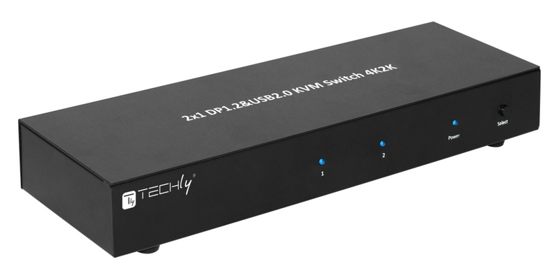 Techly 2-Port DisplayPort1.2 Dual-Monitor KVM Switch