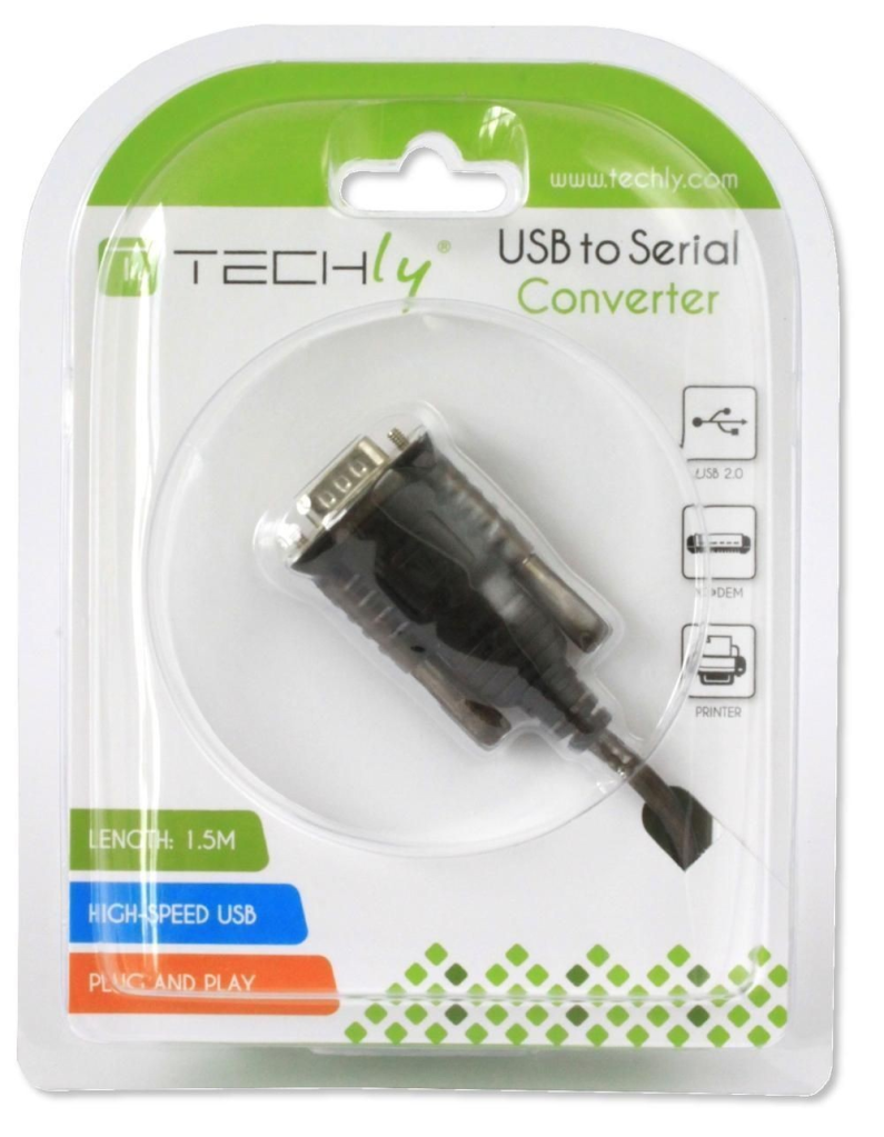 Techly Konverterkabel USB 2.0 auf RS-232, 1,5 m