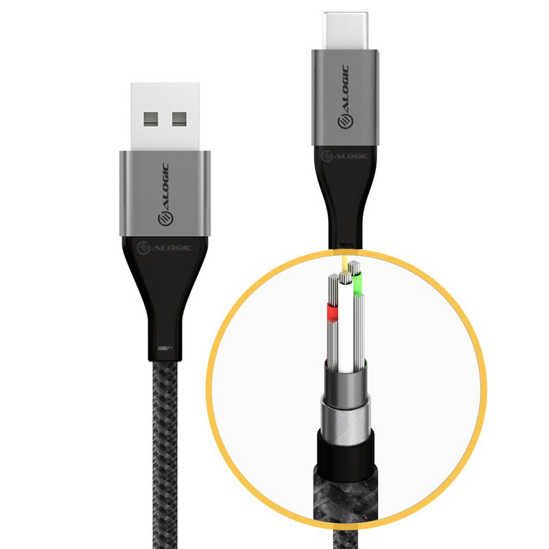 Alogic ULCA2030-SGR - 0,3 m - USB A - USB C - USB 2.0 - 480 Mbit/s - Grau