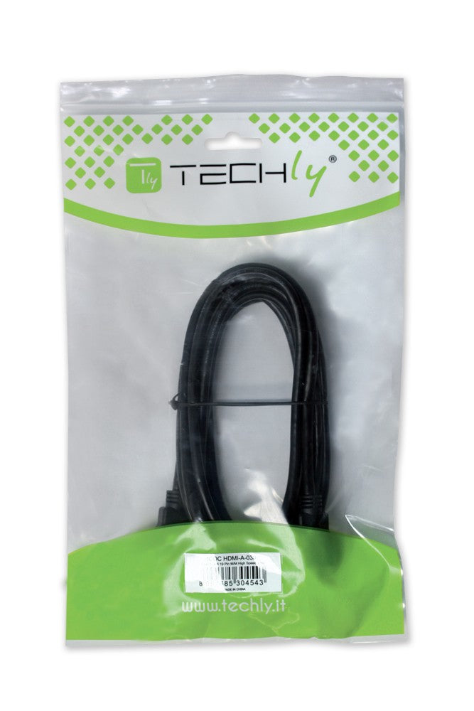 Techly HDMI 4K 60Hz High Speed Anschlusskabel ,mit Ethernet M/F, schwarz, 7,5 m