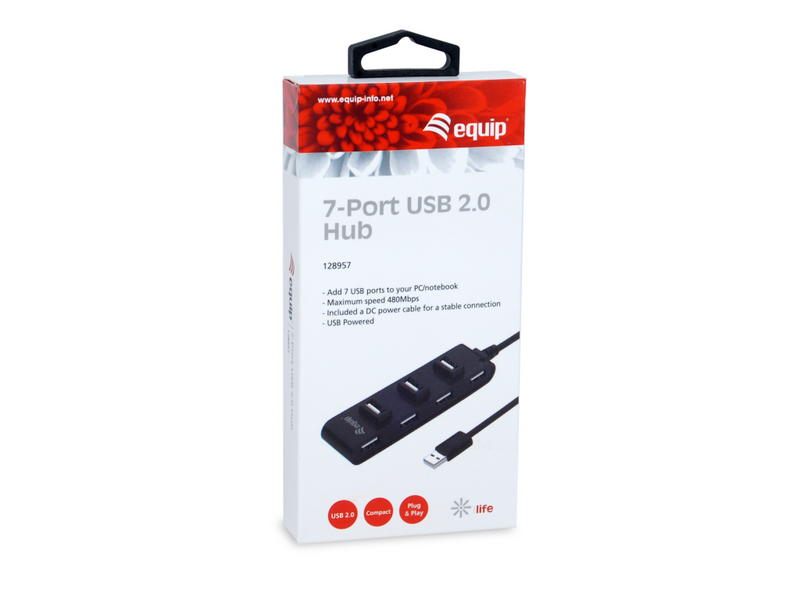 Equip USB-Hub USB 2.0 St -> 7x Bu 0.15cm 480Mbps schwarz