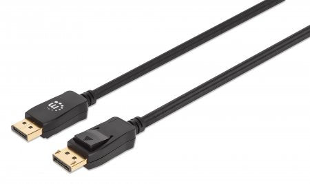 Manhattan DisplayPort 1.4 Cable, 8K@60hz, 3m, Braided Cable, Male to Male, Equivalent to Startech DP14MM3M, With Latches, Fully Shielded, Black, Lifetime Warranty, Polybag - DisplayPort-Kabel - DisplayPort (M)