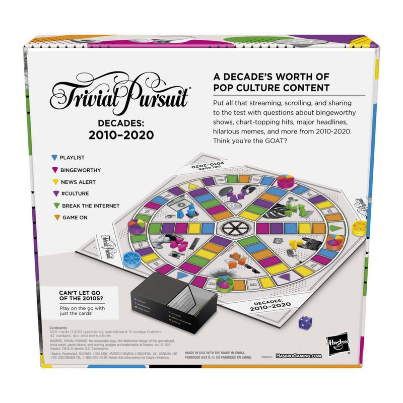 Hasbro Trivial Pursuit Decades 2010 to 2020, Trivial spil, Voksne & børn, 16 År, svensk