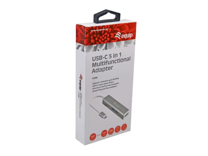 Equip USB-Hub USB-C St -> 5x USB 3.0 Bu 0.15cm 4K/30Hz sw