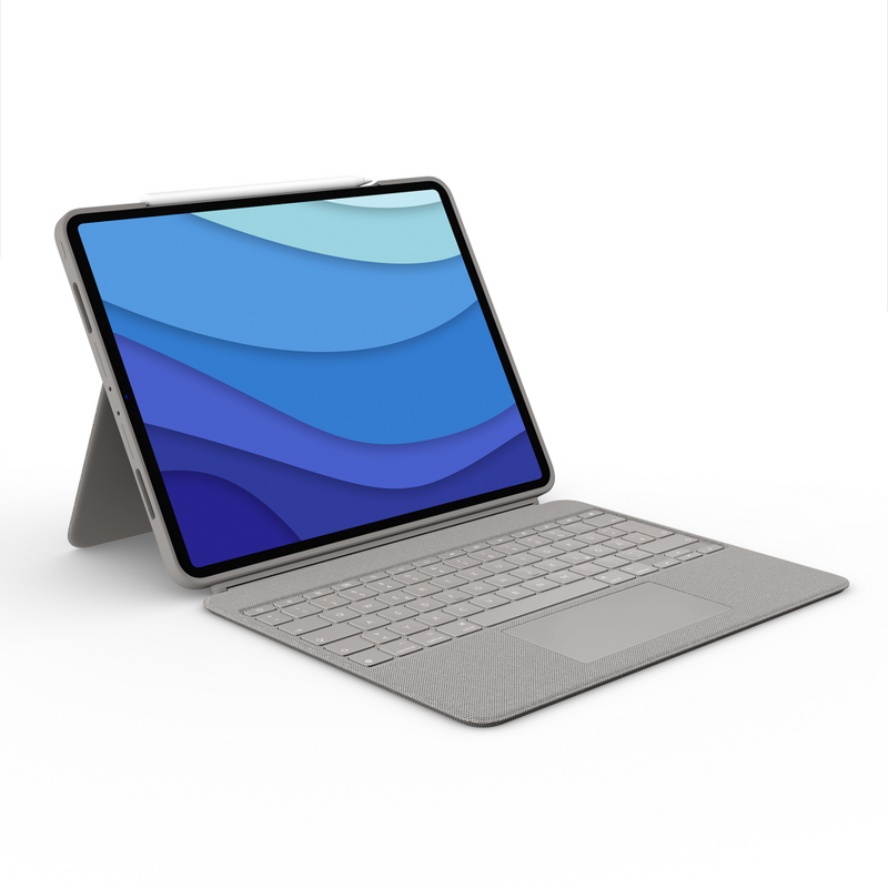 Logitech Combo Touch - Tastatur und Foliohülle - mit Trackpad - hintergrundbeleuchtet - Apple Smart connector - AZERTY - Französisch - Sand - für Apple 12.9-inch iPad Pro (5. Generation)