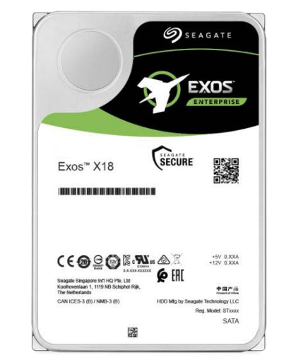 Seagate Exos X18 ST14000NM001J - Festplatte - verschlüsselt - 14 TB - intern - SATA 6Gb/s - 7200 rpm - Puffer: 256 MB - Self-Encrypting Drive (SED)