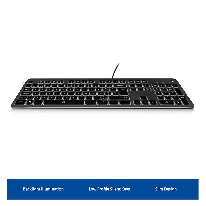 Eminent USB toetsenbord met achtergrondverlichting Azerty Grijs zwart