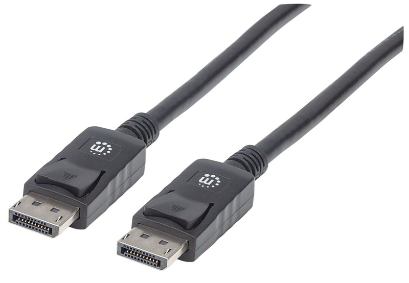 Manhattan DisplayPort 1.2 Cable, 4K@60hz, 1m, Male to Male, Equivalent to Startech DISPL1M, With Latches, Fully Shielded, Black, Lifetime Warranty, Polybag - DisplayPort-Kabel - DisplayPort (M)