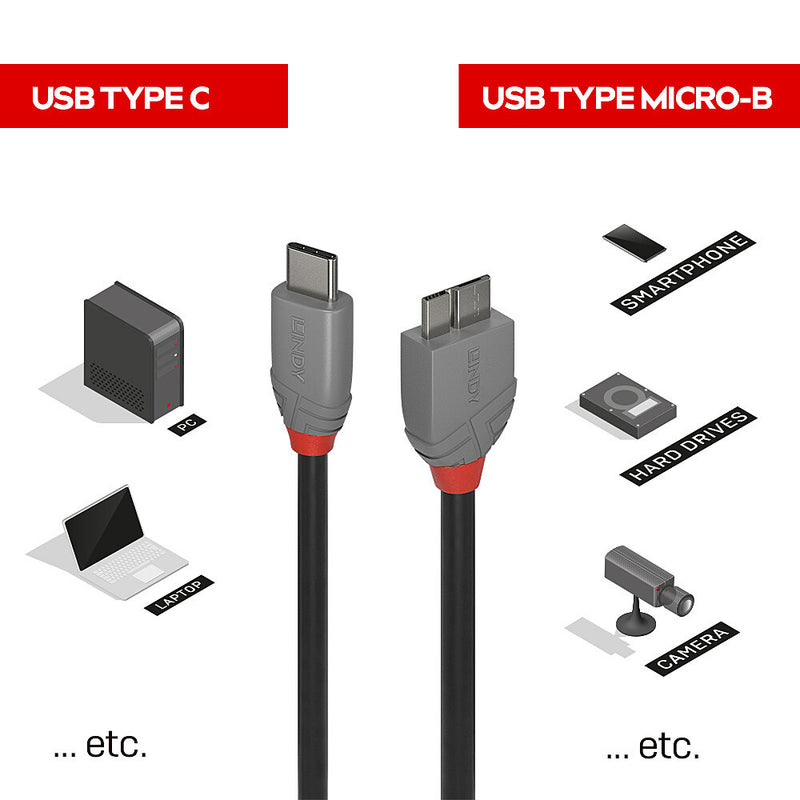 Lindy Anthra Line - USB-Kabel - USB-C (M) zu Micro-USB Typ B (M)