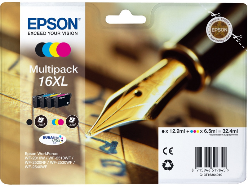 Epson 16XL Multipack - 4er-Pack - XL - Schwarz, Gelb, Cyan, Magenta
