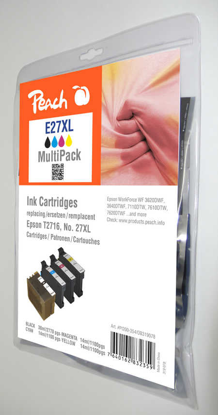 Peach Multi Pack - 4er-Pack - mit hoher Kapazität - Schwarz, Gelb, Cyan, Magenta - kompatibel - Tintenpatrone (Alternative zu: Epson 27XL)