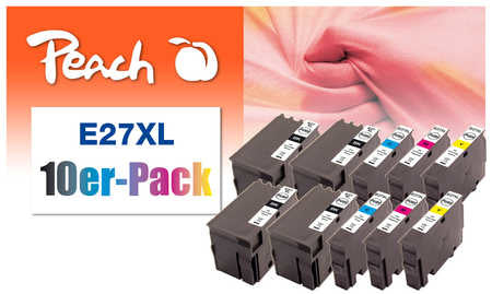 Peach Combi-Pack E27XL - 10er-Pack - Schwarz, Gelb, Cyan, Magenta - kompatibel - wiederaufbereitet - Tintenpatrone (Alternative zu: Epson 27XL, Epson T2714)