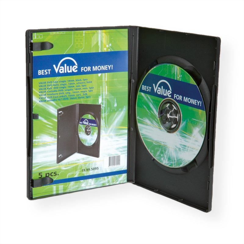 VALUE DVD Jewel Case - Kapazität: 1 CD/DVD - Schwarz (Packung mit 5 )