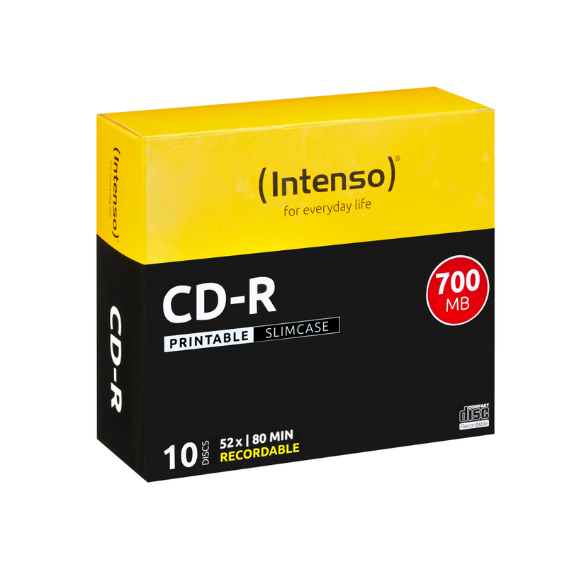 Intenso 10 x CD-R - 700 MB (80 Min) 52x - mit Tintenstrahldrucker bedruckbare Oberfläche