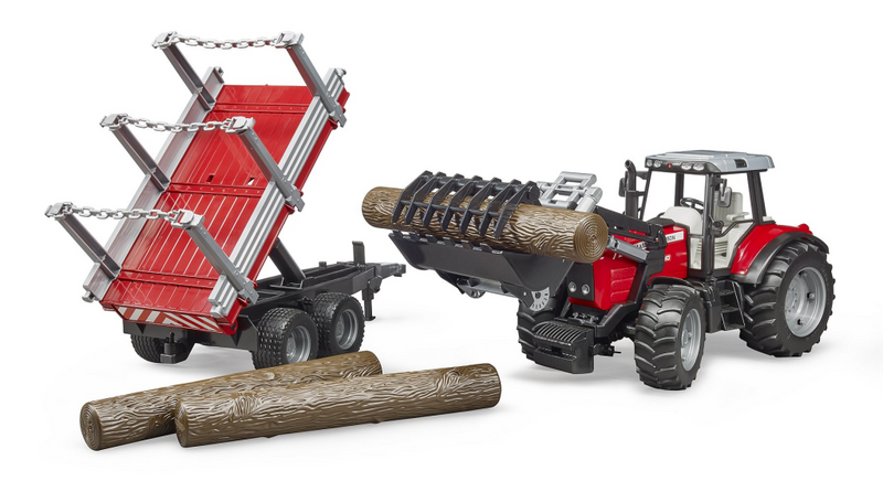 Bruder Massey Ferguson + Frontlader - Holztransporthänger - Schwarz - Rot - Silber - Traktor-Modell - Kunststoff - 3 Jahr(e) - Junge - 1:16