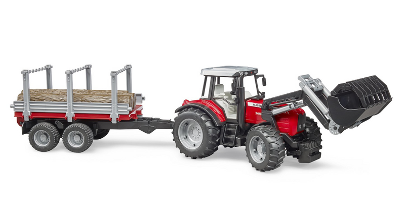Bruder Massey Ferguson + Frontlader - Holztransporthänger - Schwarz - Rot - Silber - Traktor-Modell - Kunststoff - 3 Jahr(e) - Junge - 1:16