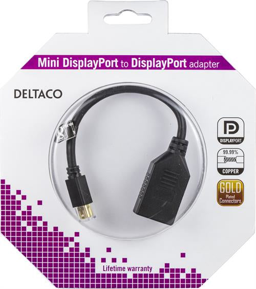 Deltaco DisplayPort adapter Mini DP 20 pin ha till 20 ho