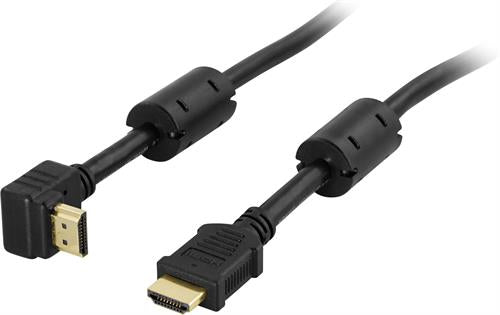 Deltaco angled HDMI cable High Speed with Ethernet 5m black