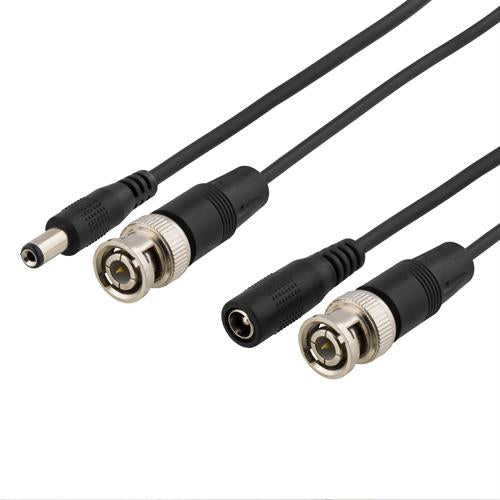 Deltaco coaxial cable with BNC and power m - m 2.1mm 5m black