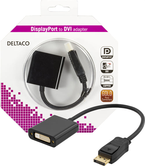 Deltaco DisplayPort til DVI-I - 0.2 m