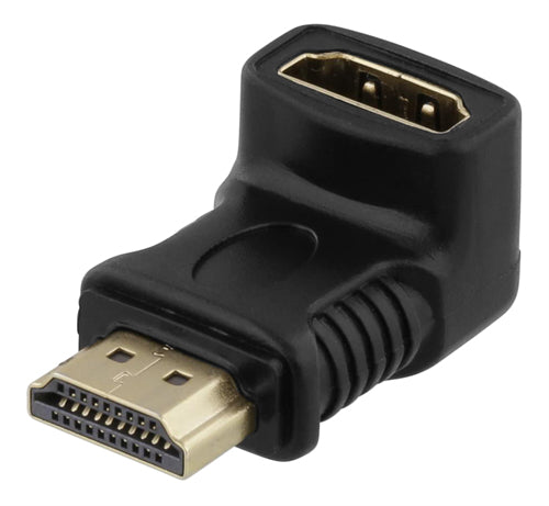 Deltaco HDMI adapter 19-pin male to female angled black