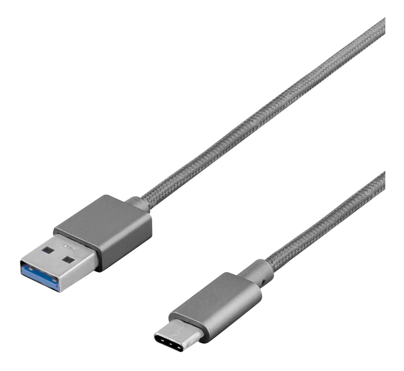 Deltaco Prime USB cable 3.1 Gen1 Type C ma A 1m space gra