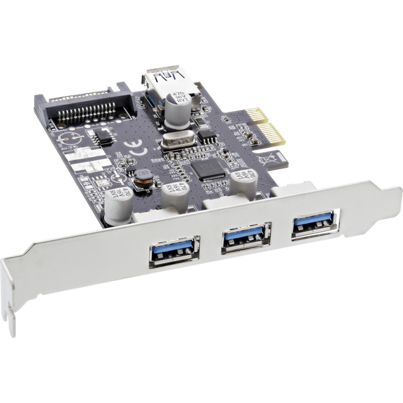 InLine 3+1 Port USB 3.0 Host Controller - USB-Adapter - PCIe 2.0 Low-Profile - USB 3.1 x 3 + USB 3.1 (intern)