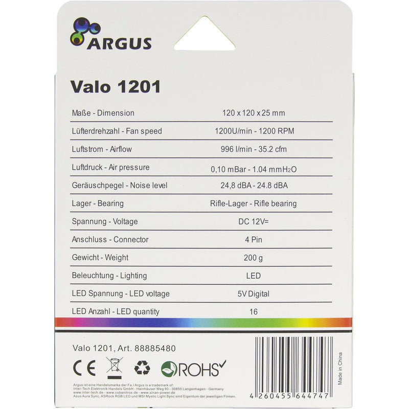 Inter-Tech Argus Valo 1201 RGB - Gehäuselüfter - 120 mm