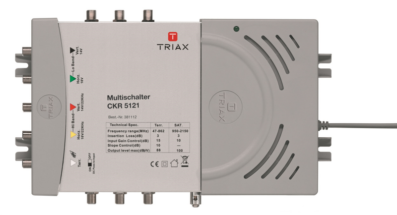 Triax CKR 5121 - 12 Ausgänge - 950 - 2150 MHz - 47 - 862 MHz - 950 - 2150 MHz - 47 - 862 MHz - 3 dB