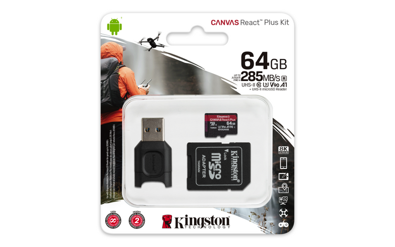 Kingston Canvas React Plus - Flash-Speicherkarte (microSDXC-an-SD-Adapter inbegriffen)