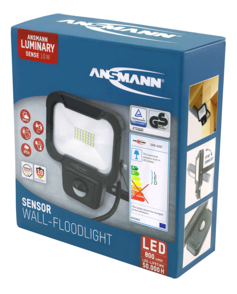 Ansmann WFL800S - 10 W - LED - 1 Glühbirne(n) - Schwarz - LED - Weiß