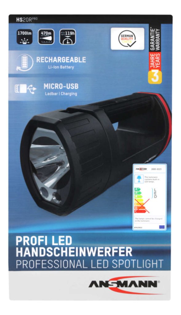 Ansmann HS20R Pro - Hand-Blinklicht - Schwarz - Rot - Tasten - IP20 - LED - 3 Lampen