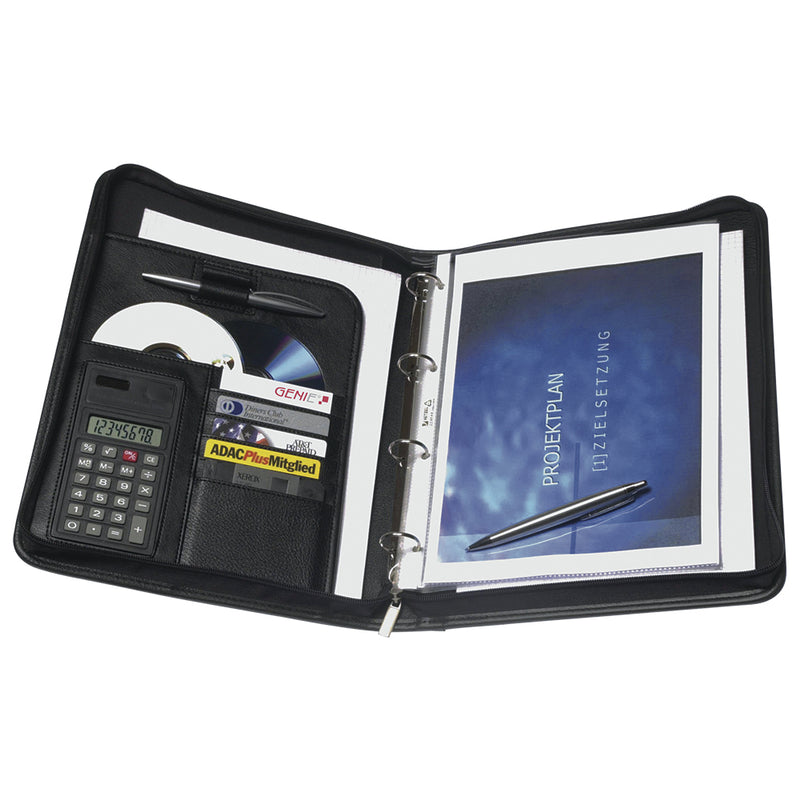 Genie 10742 - A4 - Kunstleder - Schwarz - Matt - Visitenkarte - CD - Papier - Reißverschluss