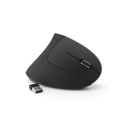 MEDIARANGE Vertikale Maus - ergonomisch - Für Rechtshänder - optisch - 6 Tasten - kabellos - 2.4 GHz - kabelloser Empfänger (USB)