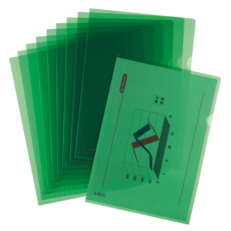 Herlitz 10 Sichthüllen Aktenhülle grün genarbt DIN A4