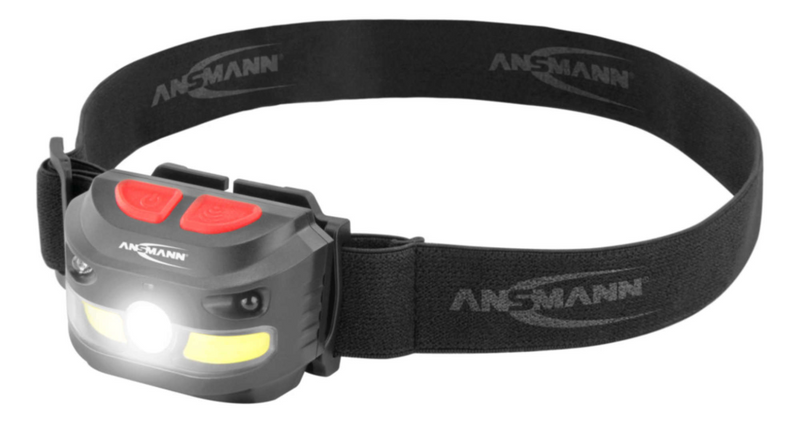 Ansmann HD250RS - Stirnband-Taschenlampe - Schwarz - Tasten - IP54 - COB LED - 3 Lampen